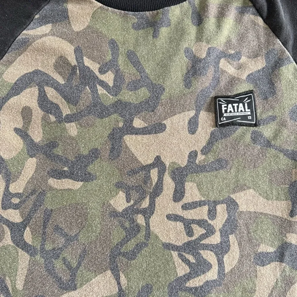 Fatal Black and Camouflage Men's Crew Neck Sweatshirt Size Large - Picture 4 of 7